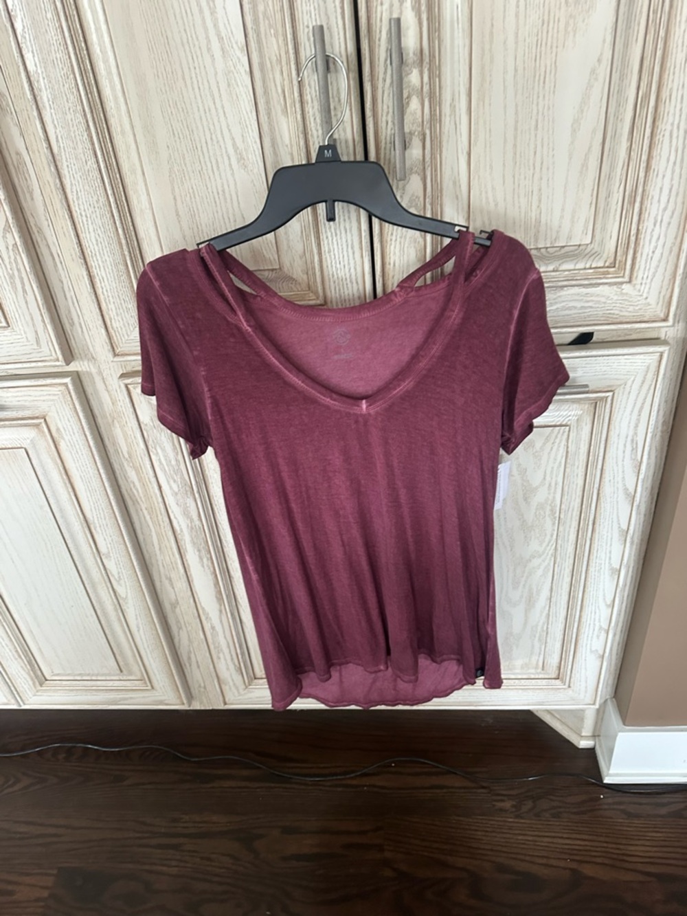 Treasure & Bond  Double-Strap V-Neck Short Sleeve Tee
